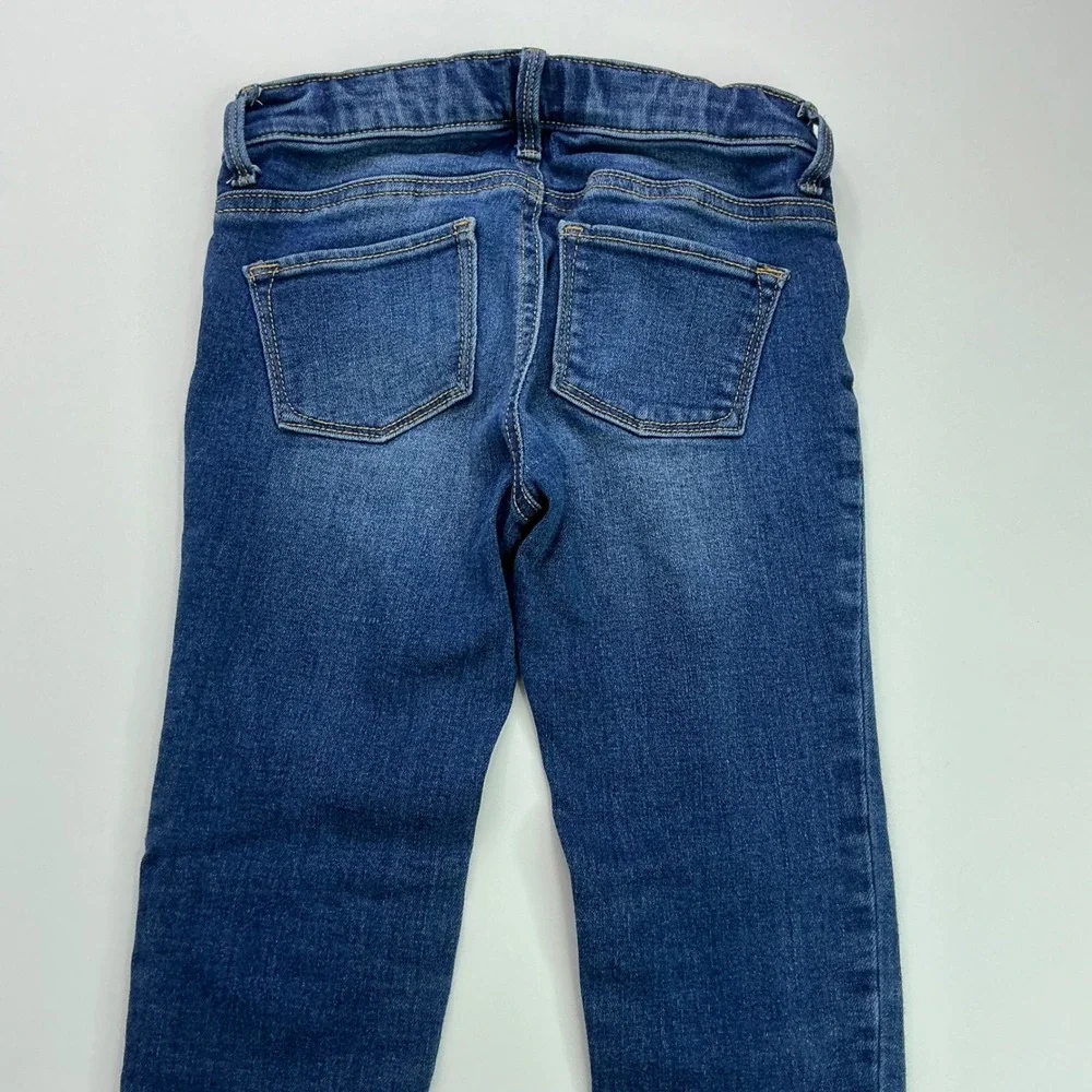 Old Navy Blue Rockstar Jeggings Kids 7 Sequin Star Patch Raw Hem S/343325-00